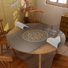 新中式椭圆形餐桌垫防水防油免洗pvc桌布可折叠茶几垫布塑料台布