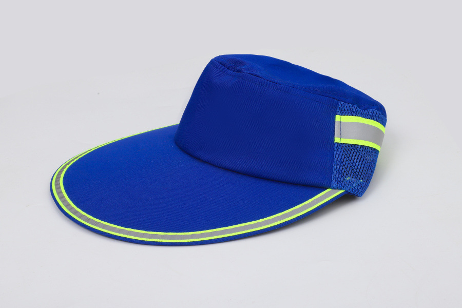 春秋男女环卫蓝色帽子清洁工网帽绿化工程防晒反光条盖帽免费刺绣