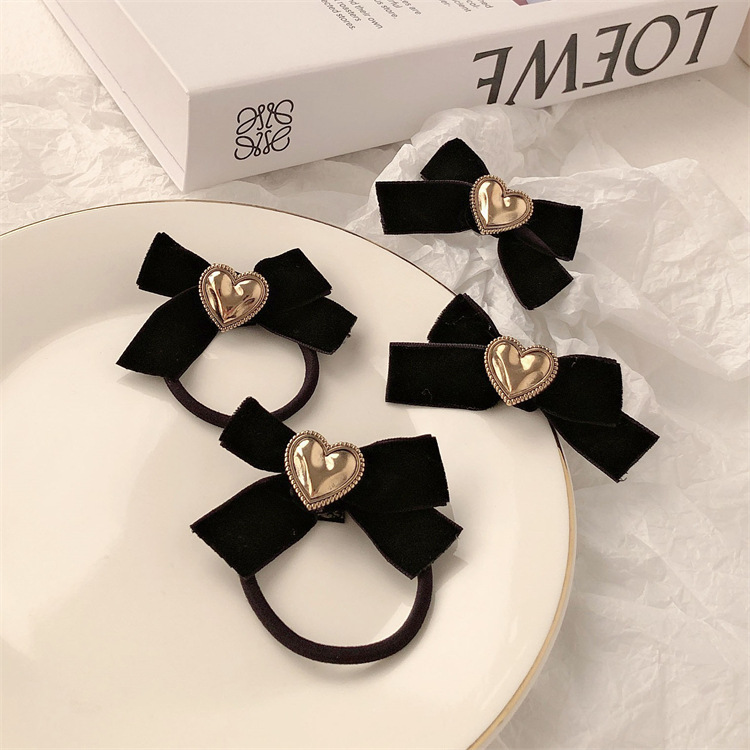 French Style Bow Headdress High-Grade Hair Rope Rubber Band Girl Hair Ring Refined and Simple Head Rope Ponytail