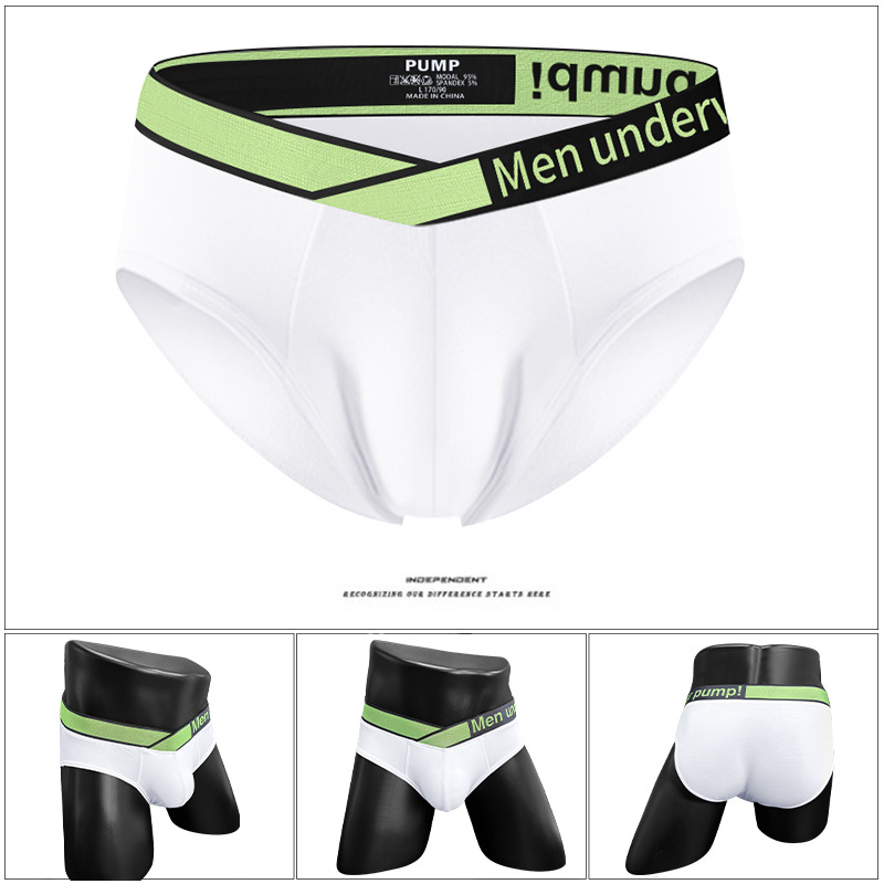 Pump New Men's Underwear Large V Belt Sexy Briefs Laser Gradient Youth Comfortable U Convex Low Waist Panties