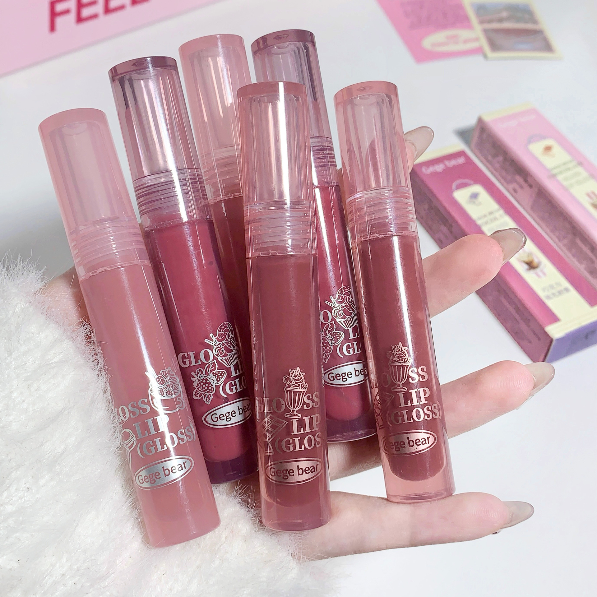 gege bear戈戈小熊巧克力琉光唇蜜 滋润镜面水光嘟嘟唇口红套盒