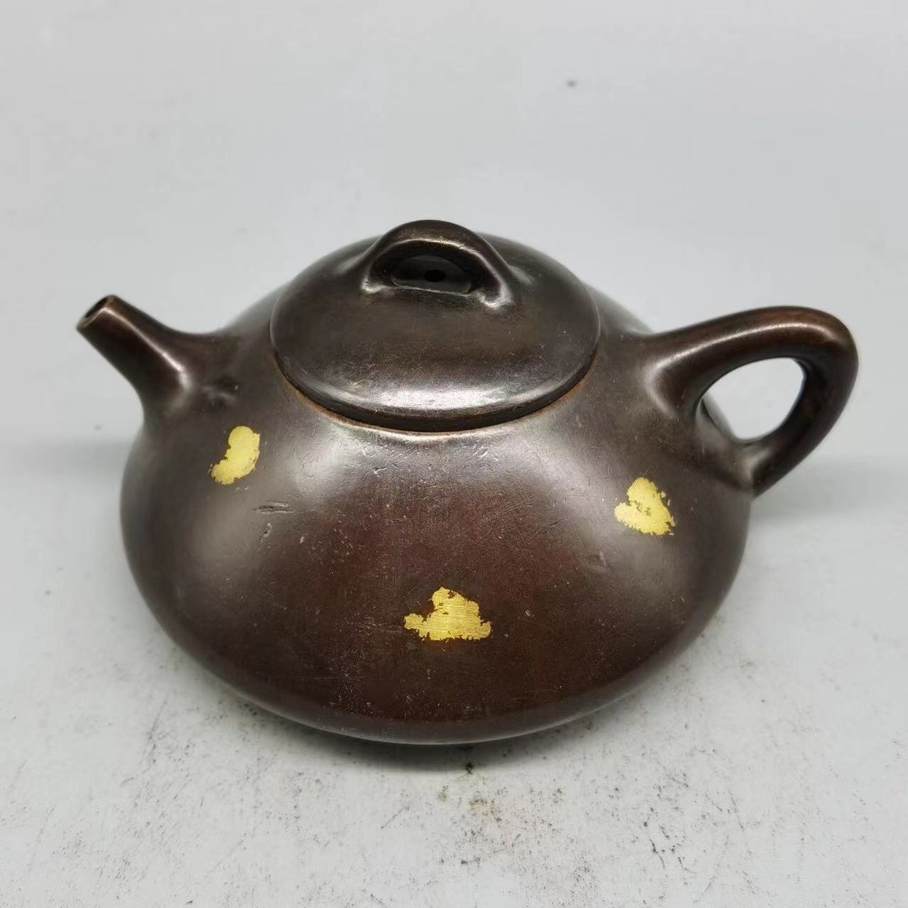 古董古玩批发大清乾隆年制紫铜点金提壶铜壶酒壶提梁壶家居实用茶