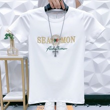 夏季短袖T恤男韩版修身圆领体恤社会精神小伙刺绣半袖上衣服潮流