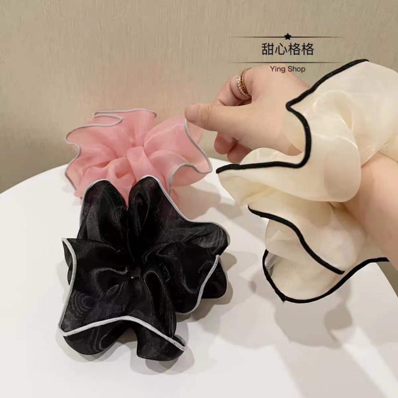 French Blogger ~ Classic Style Contrast Color Mesh Hair Band Large Hair Rope Large Intestine Ring Ins Internet Celebrity Girls' Hair Accessories Headdress