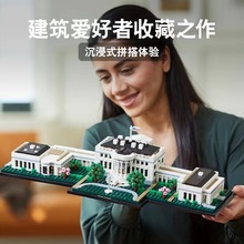 跨境建筑系列美国白宫钻石颗粒益智立体拼装积木玩具White House