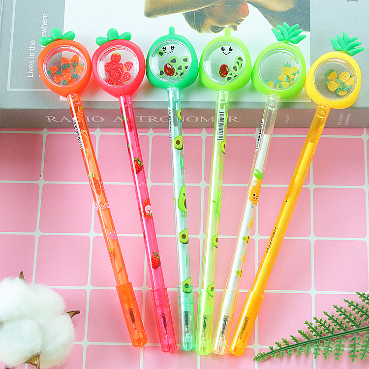 creative fruit sequins gel pen good-looking student stationery water-based paint pen avocado carrot shape signature pen