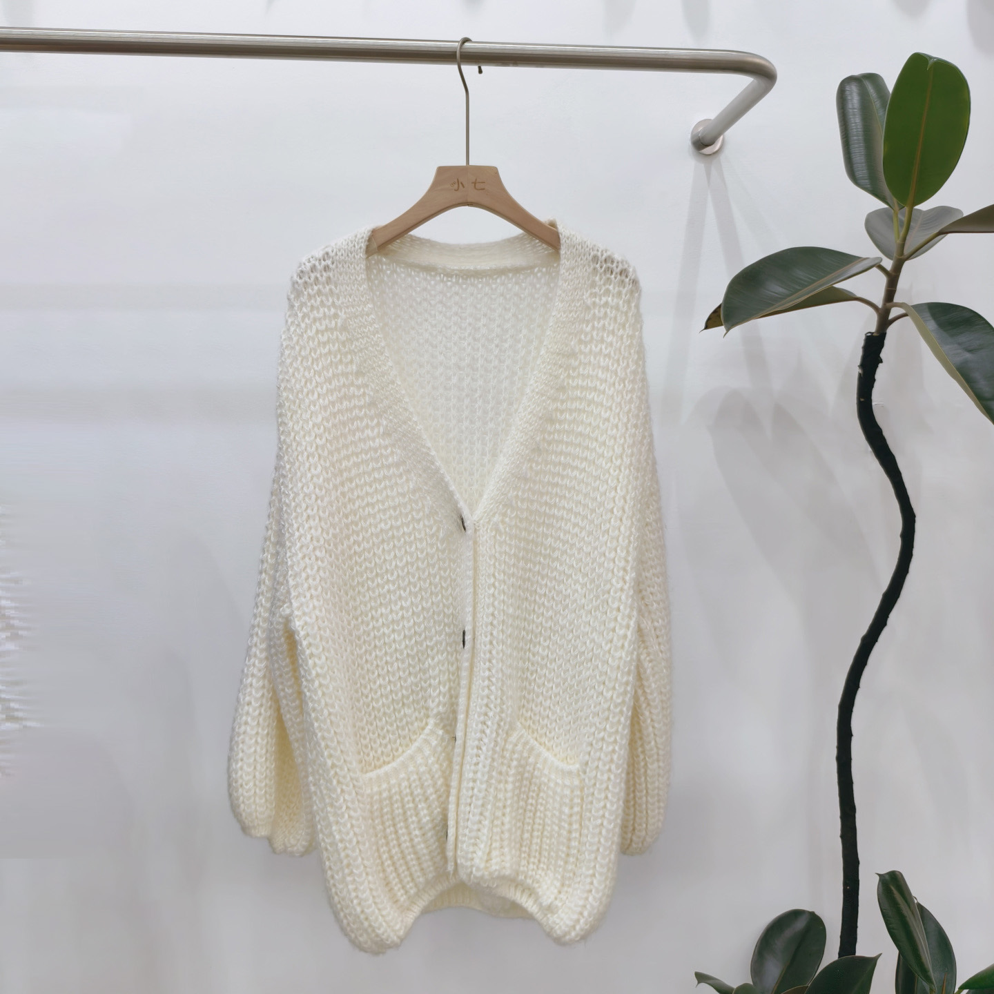 韩国粗线棒针慵懒风针织开衫女秋冬新款宽松高级感显瘦毛衣外套