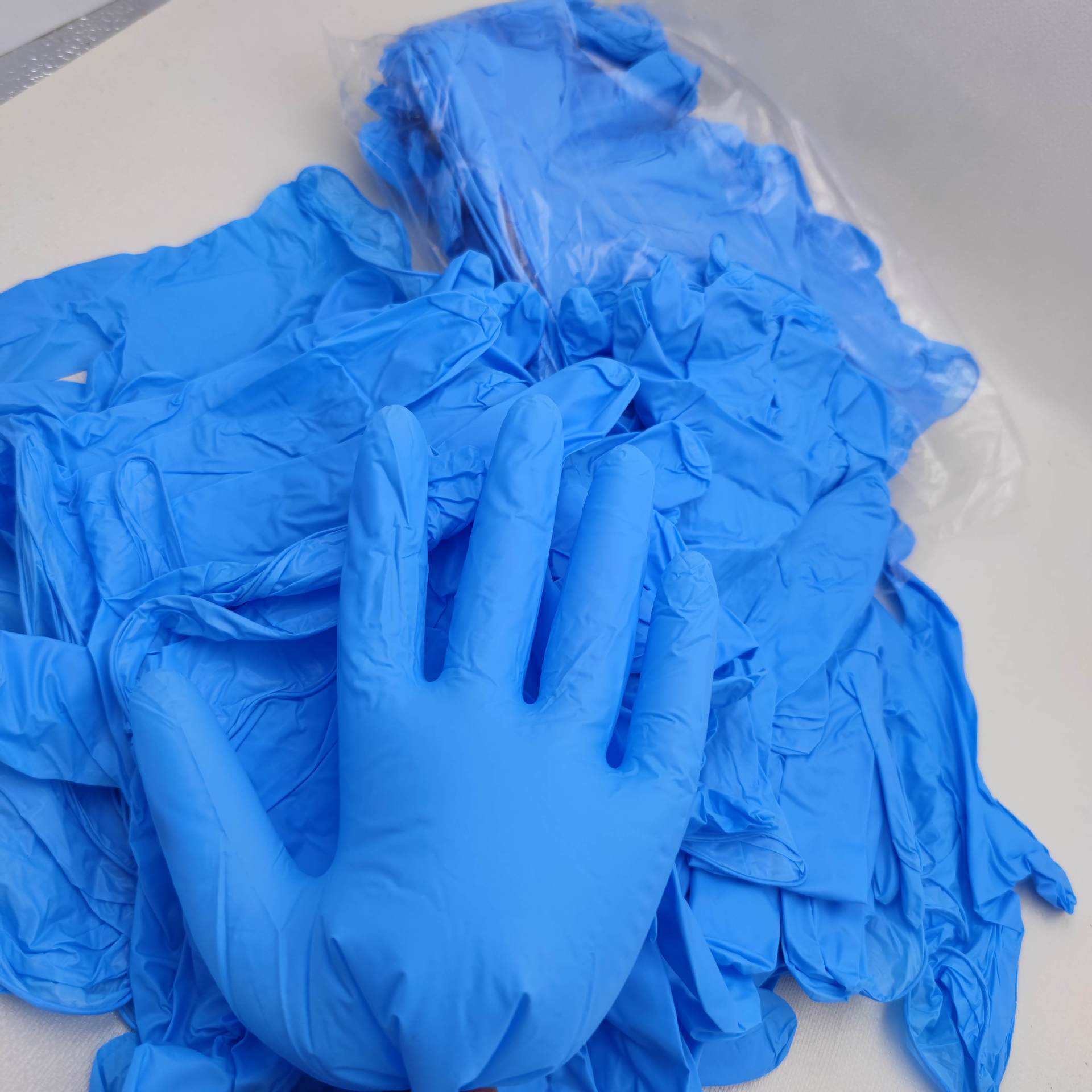 纯丁腈手套复合pvc丁晴防护手套实验室防油防酸蓝色复合丁腈手套