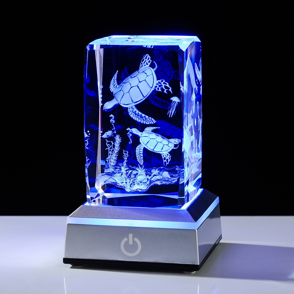 跨境外贸批发水晶摆件水晶带彩色灯座3d内雕方体圣诞节礼物-阿里巴巴