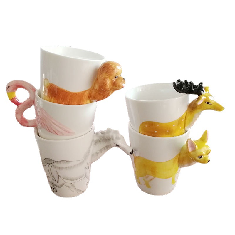 Creative 3D Office Cup Cute Water Glass Three-Dimensional Animal Cup Hand Painted Mug Personality Coffee Ceramic Cup