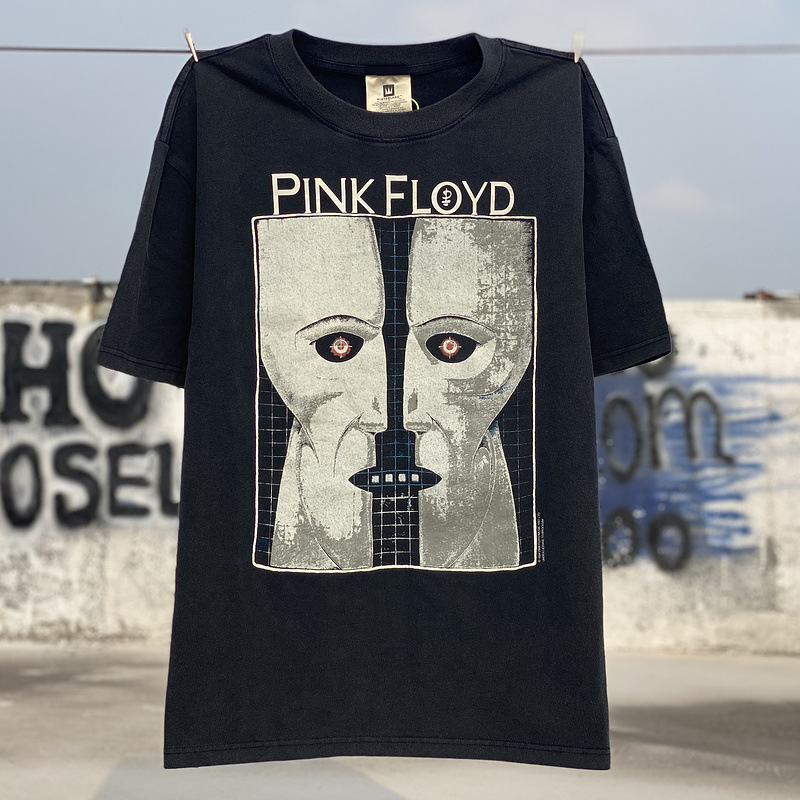 vintage白鬼石像印花pink floyd洗水做旧美式复古宽松男女同款t恤