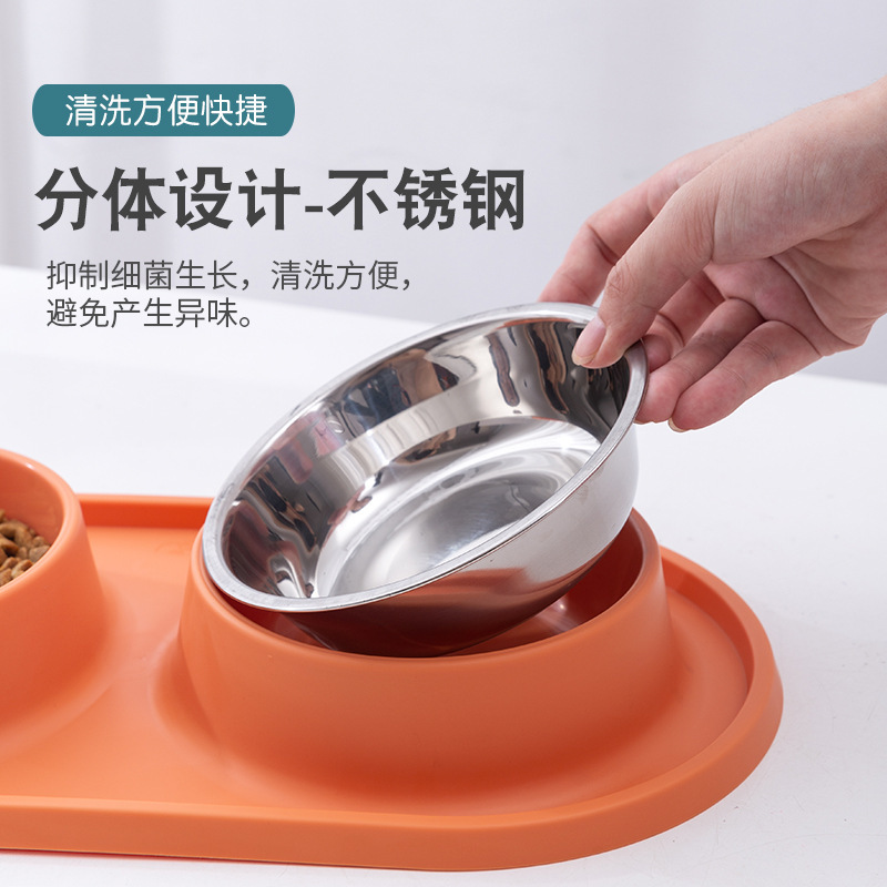 Pet Dog Cat Dual-Purpose Bowl Replaceable Stainless Steel Dog Bowl Anti-Choke Dog Slow Food Bowl Cat Bowl Feeder