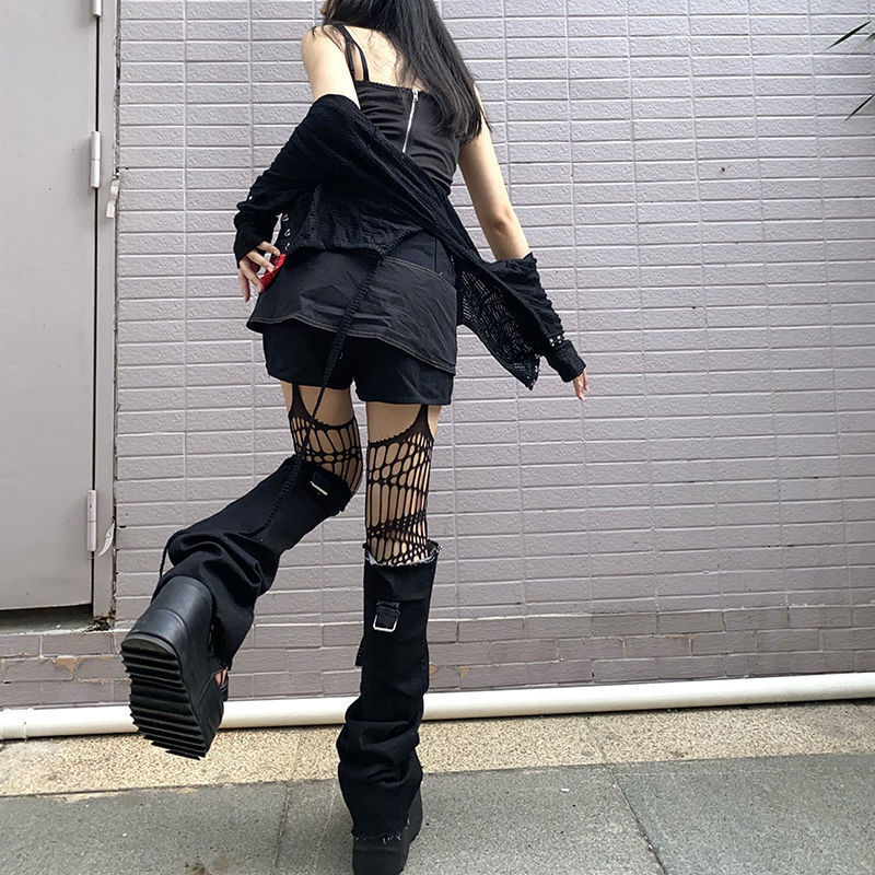 辣妹美腿网红过膝袜性感吊带连裤袜女日系黑色jk袜高筒镂空网袜薄