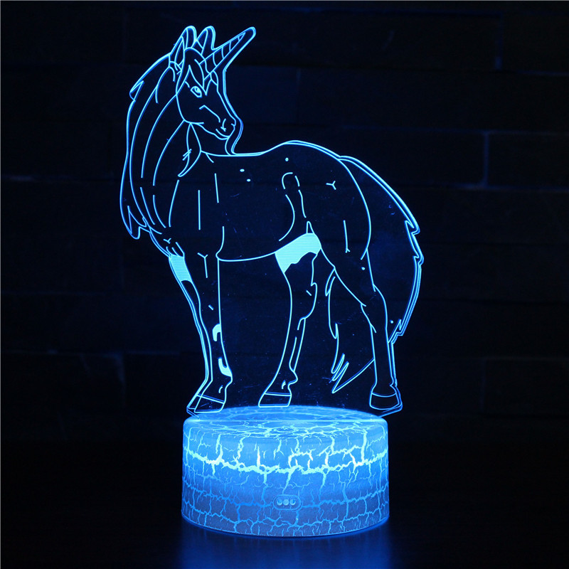 Cross-Border Acrylic 3D Small Night Lamp Dormitory Unicorn Led Small Table Lamp Decorative Atmosphere Bedside USB Night Light Wholesale