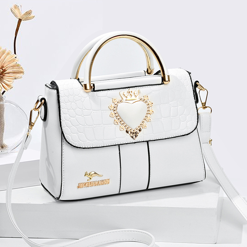 袋鼠真皮包包女2023新款手提包压花纯色款时尚百搭单肩斜挎女包