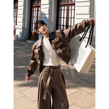4CM  韩版复古学院风百搭皮衣外套男女春季小众设计感机车风夹克