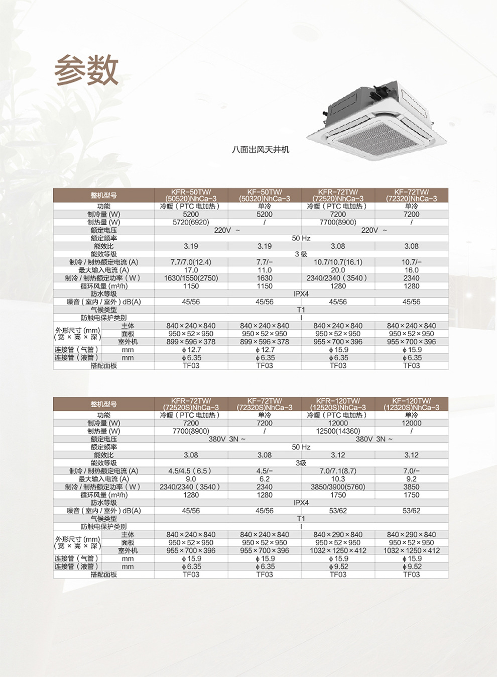 天花机,格力5p天花机颜色白色3c证书编号2015010706747504堆码层数