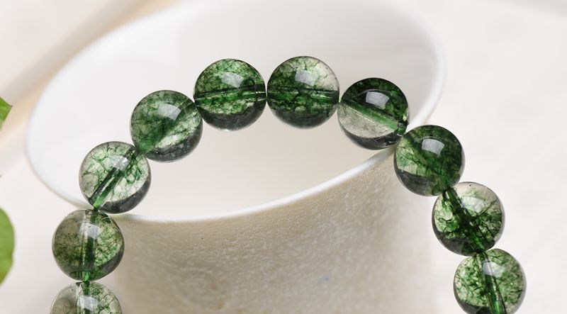 点爵珠宝 厂供3a绿幽灵爆花晶手链 男女款白水晶爆花首饰串珠批发