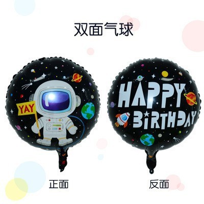 18-Inch Aluminum Balloon English Happy Birthday Ball Unicorn Spaceman Birthday Party Decoration Layout Balloon