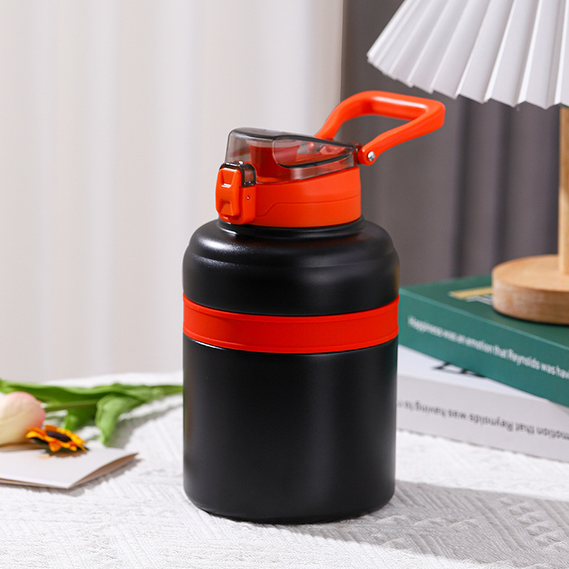 Cross-Border Stainless Steel Large Capacity Vacuum Cup Wholesale with Straw Male and Female Students Outdoor Sports Portable Sports Bottle
