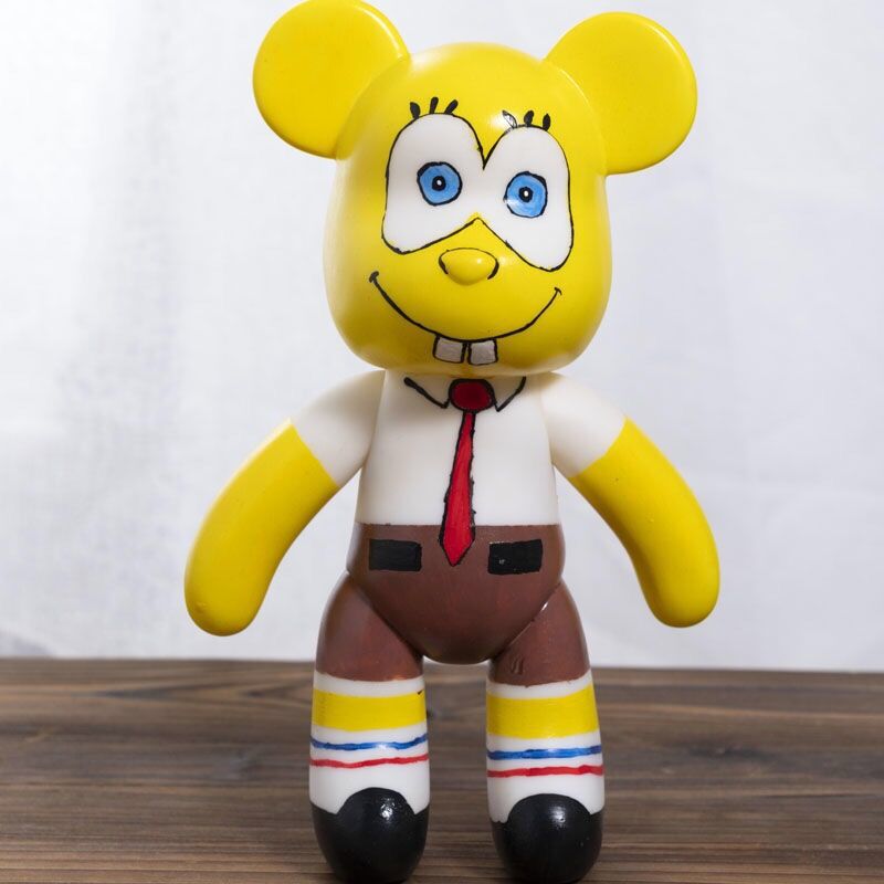 网红熊暴力熊手办diy彩绘娃娃生日礼物白胚涂色搪胶模礼品大摆件