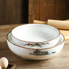 青花瓷福纹和面盆揉面盆陶瓷大汤盆家用老式手工发面粉大号碗