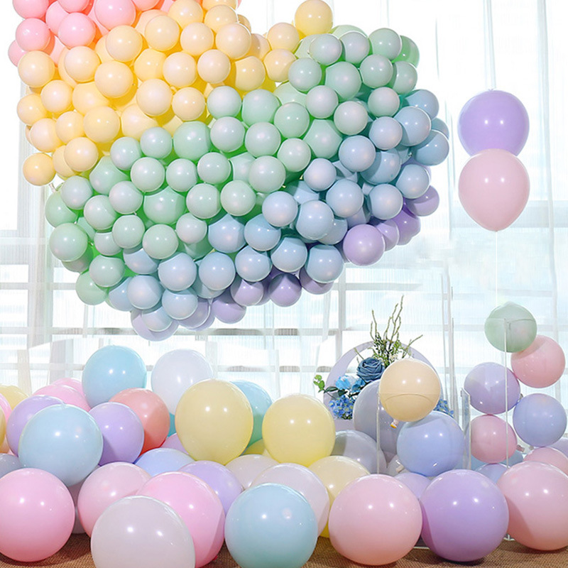 毕业生日装饰布置氦气飘空散装白黄蓝橙色马卡龙色色系加厚氦气球