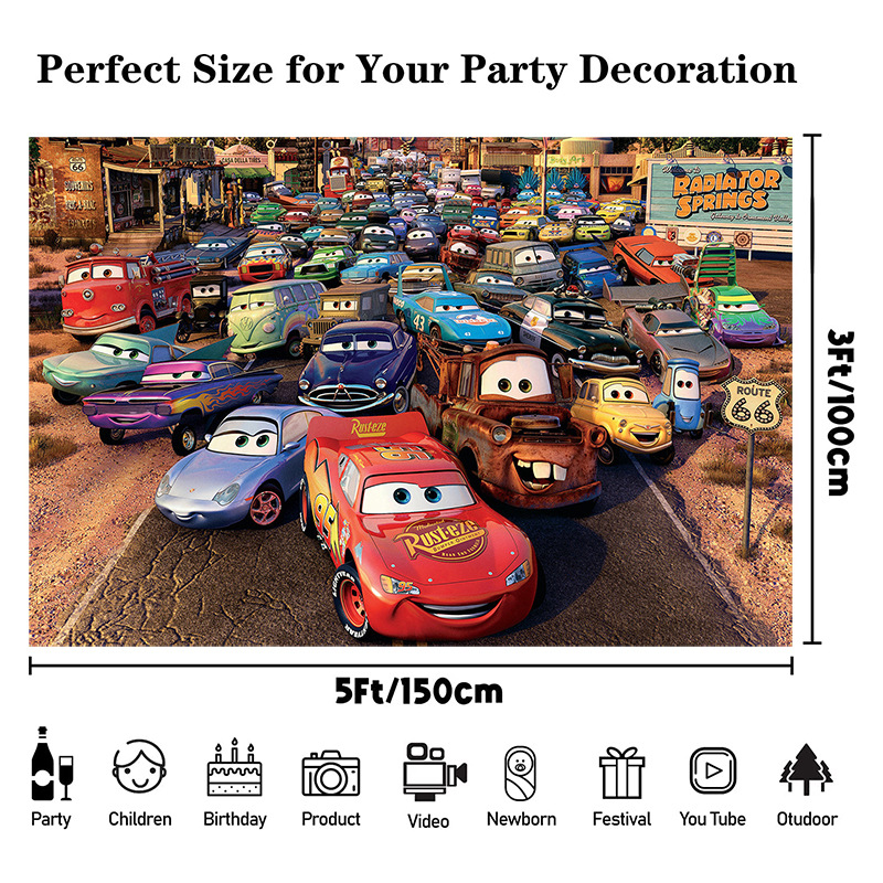 Factory Direct Supply Birthday Party Decoration Banner New Racing Story Theme Birthday Party Photograph Background Cloth