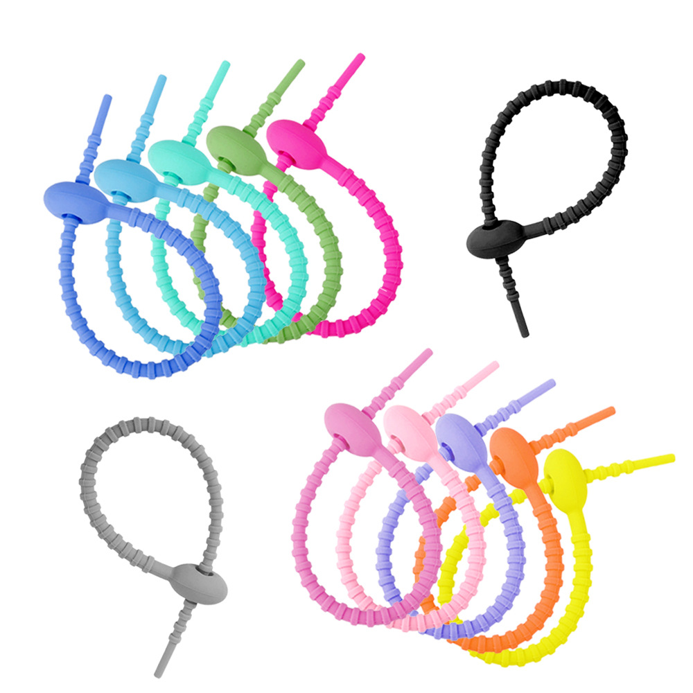 Color Silicone Cable Tie Key Chain DIY Clothing Bag Accessories Keychain Lanyard Data Cable Collection