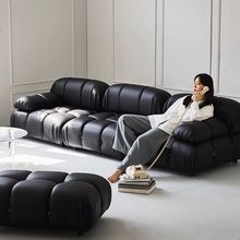法式复古模块沙发黑色意式中古风自由组合直排民宿小户型