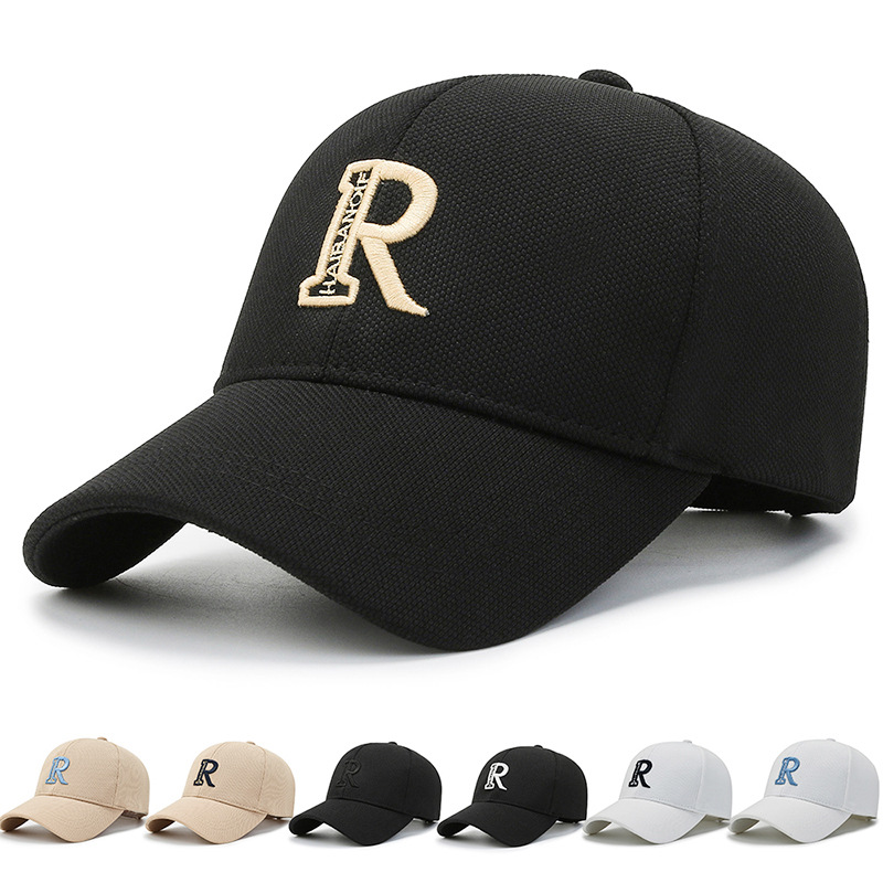 2023 New Baseball Cap Korean Style Versatile Outdoor Exercise Casual Cap Peaked Cap Embroidered R Letters