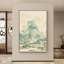 新中式千里江山入户玄关装饰画走廊尽头过道挂画山水国画风景壁画