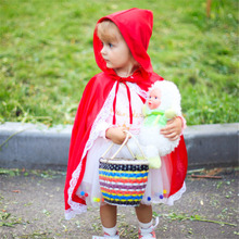 欧美童话儿童披风加蕾丝花边小斗篷小红帽万圣节风衣幼儿园演出服