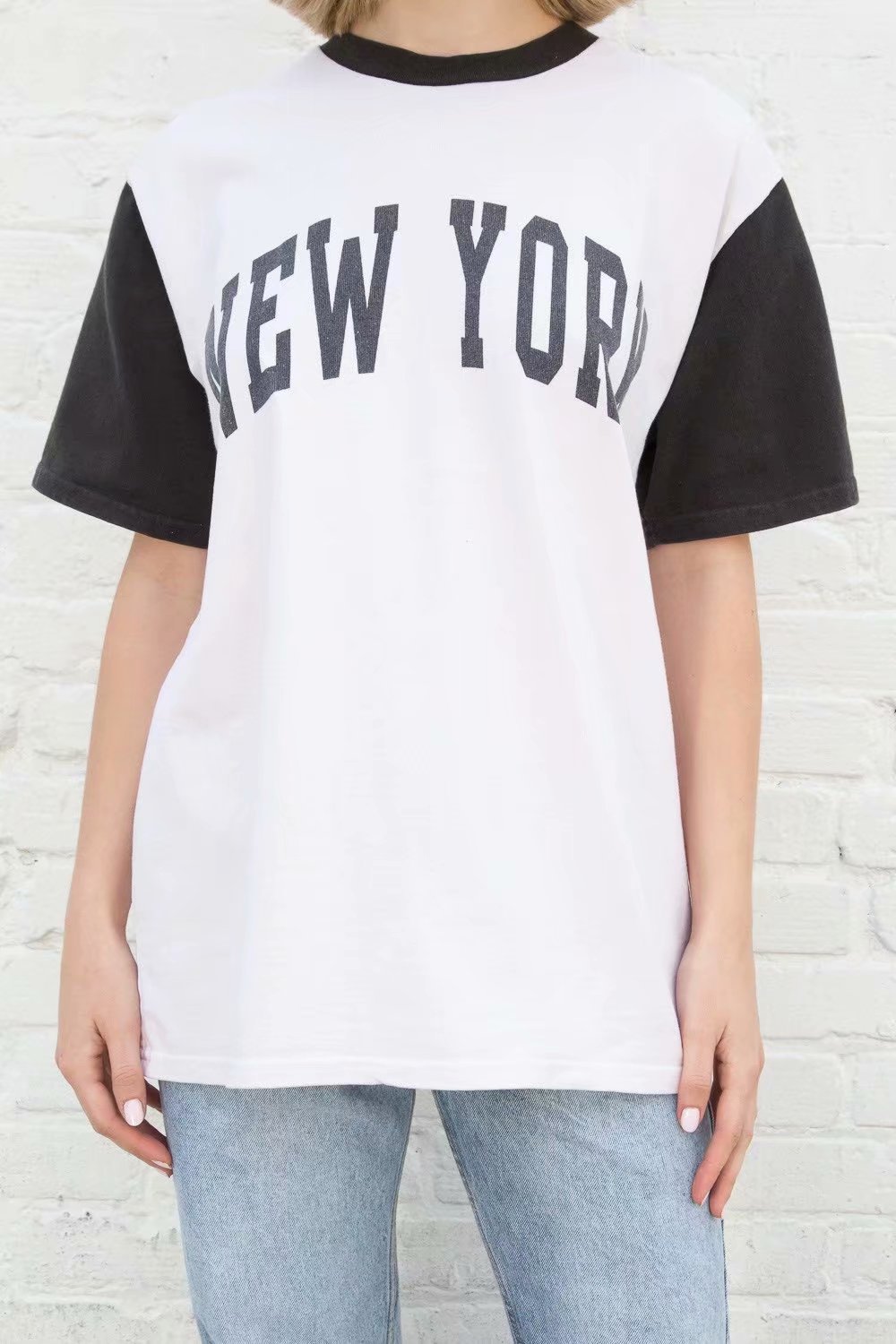 mmd0702 21新款 bm 圆领美式拼接newyork字母印花短袖t恤-阿里巴巴