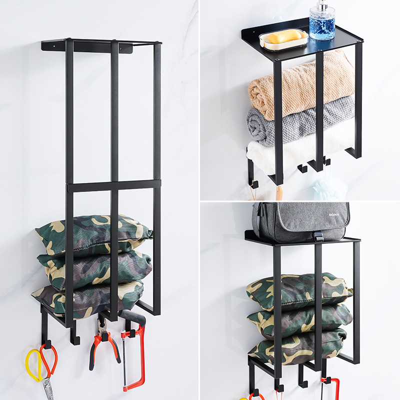 多功能浴巾架浴室壁挂浴巾毛巾大空间承重强收纳架多场合通用