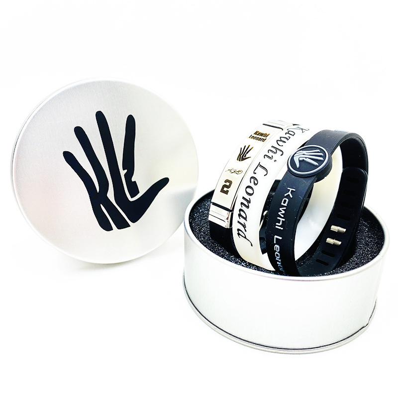 nba球星伦纳德表带可调节手环3条铁盒装夜光白运动硅胶腕带三件套