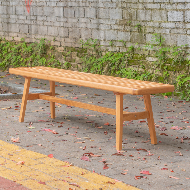 北欧实木长条凳家用客厅创意樱桃木公园长凳长板凳床尾凳餐厅民宿