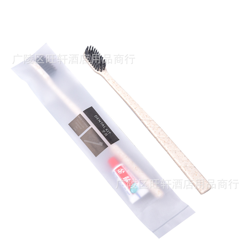 Hotel Disposable Straw Toothbrush Toothbrush Set Set B & B Household Bamboo Charcoal Soft Hair Comb Factory Wholesale