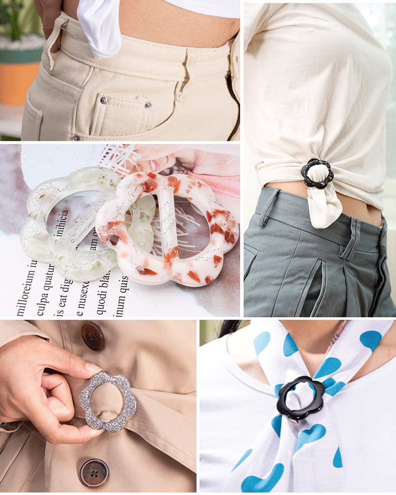 衣角下摆打结扣衬衫衬衣t恤衣服两用丝巾扣装饰百搭扣环扣子配饰