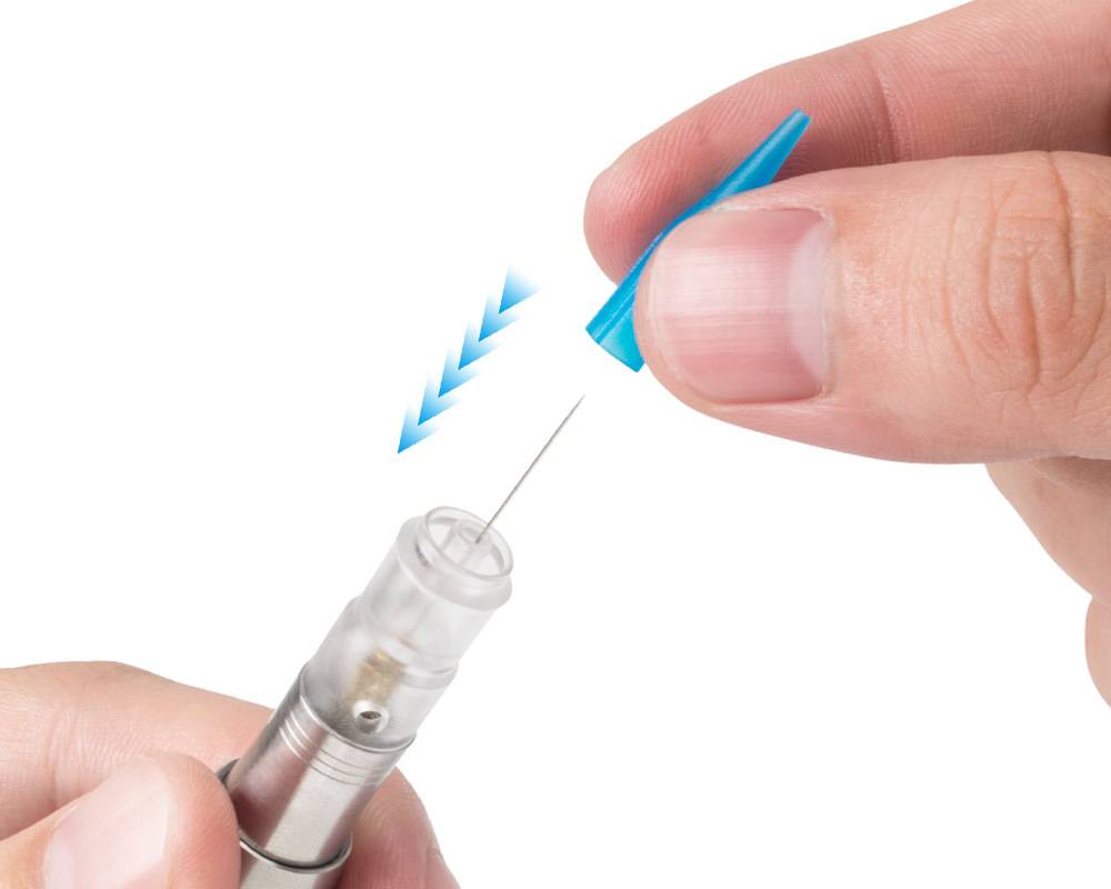 纹绣机器针帽蓝色小号针帽纹绣针头半抛机器针帽单针三圆五圆五排