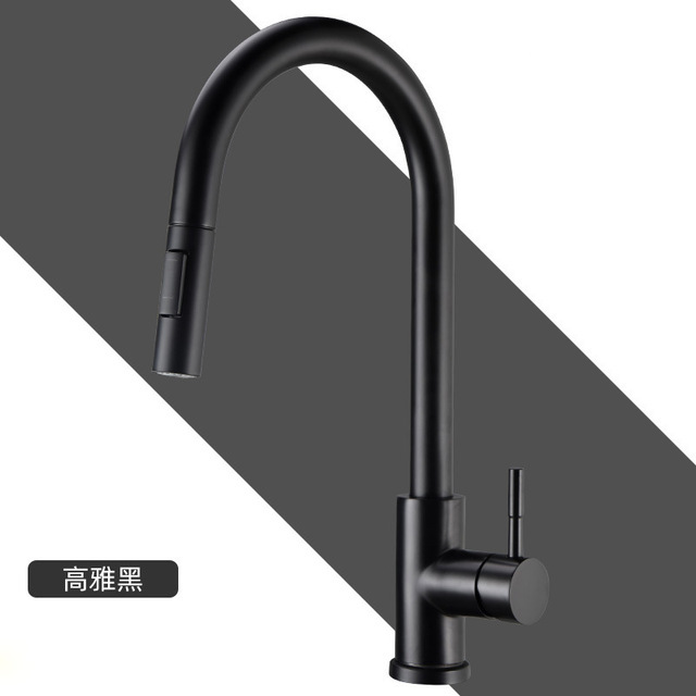 Smart Touch Sensor White Kitchen Pull-out Washing Basin Sink Hot and Cold Water Faucet Splash-Proof Black