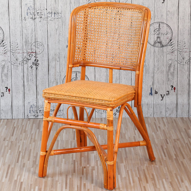 小藤椅子靠背椅天然藤编织单人家用餐椅儿童椅休闲阳台书房送