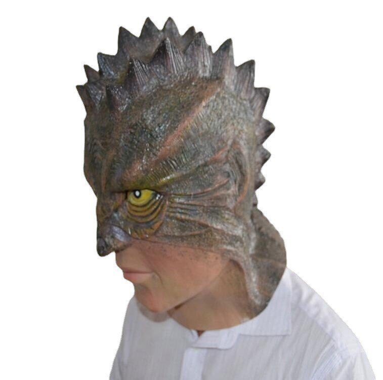 新动物头套恐怖蜥蜴面具乳胶成人角色道具万圣节表演舞会派对道具