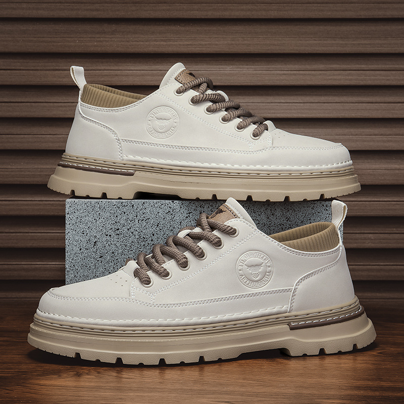 工装大头皮鞋男款秋季英伦风复古马丁男鞋厚底低帮耐磨户外休闲鞋