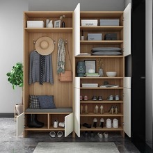 入户鞋柜衣架一体家用门口储物门厅柜现代简约实木收纳玄关柜