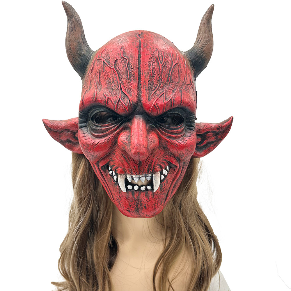 艾林跨境红魔鬼面具万圣节恐怖面具狂欢派对pu恶魔面具cosplay道
