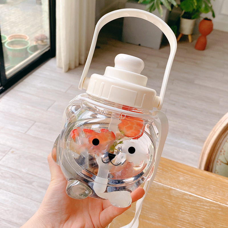 Large Capacity Simple Cup with Straw Water Cup Student Korean Style Good-looking Cute Portable Anti-Fall Internet Celebrity Big Belly Plastic Cup