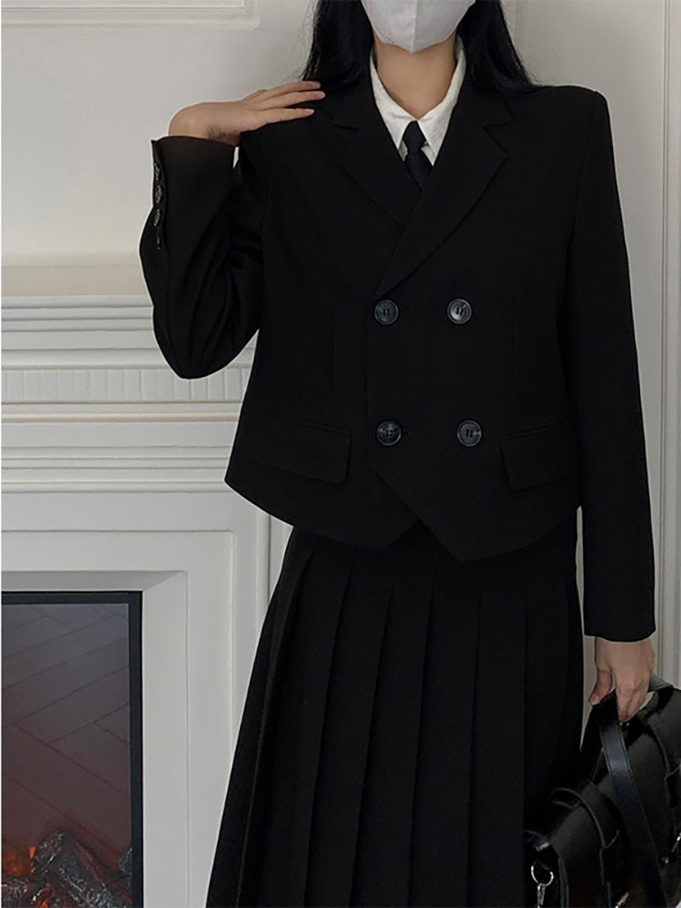 日系学院风西装套装长裙女高中生甜酷校供感秋季学院风班服两件套