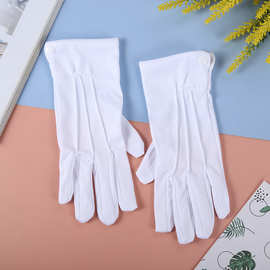 带扣军警涤纶白色三筋手套涤纶作业礼仪阅兵方队指挥军仪仗队手套