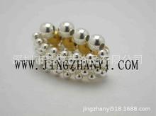 925银珠珠组合戒指制造 分色珠子戒指设计和加工可以伸缩戒指制造